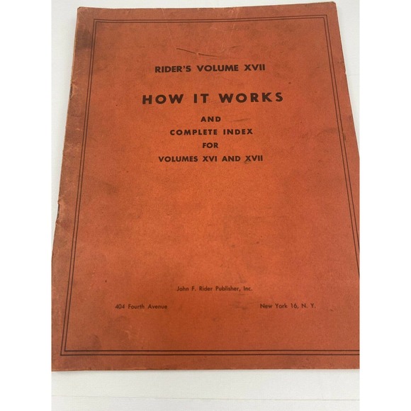1948 Riders Vol XVII How It Works Complete Index Vol XVI and XVII John F Rider - Picture 7 of 11